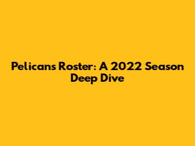 Pelicans Roster: A 2022 Season Deep Dive