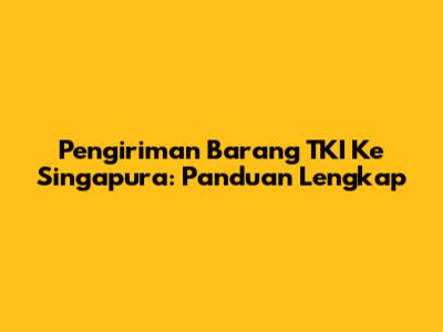 Pengiriman Barang TKI Ke Singapura: Panduan Lengkap