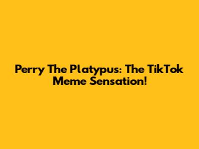 Perry The Platypus: The TikTok Meme Sensation!