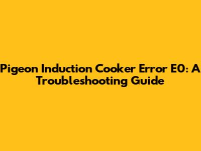 Pigeon Induction Cooker Error E0: A Troubleshooting Guide