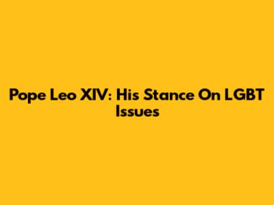 Pope Leo XIV: His Stance On LGBT Issues