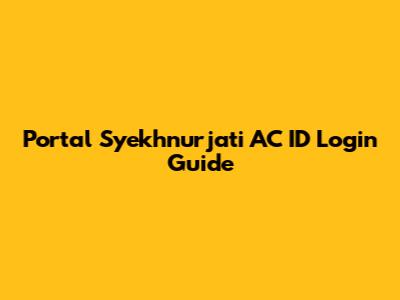 Portal Syekhnurjati AC ID Login Guide