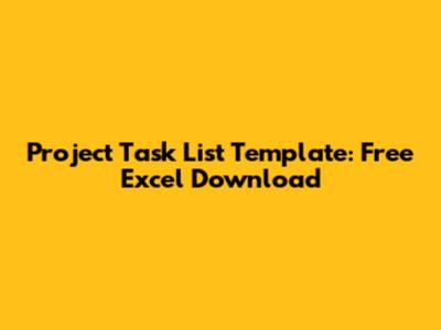 Project Task List Template: Free Excel Download