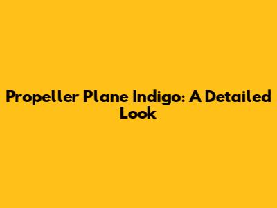 Propeller Plane Indigo: A Detailed Look