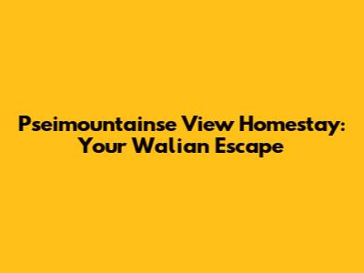 Pseimountainse View Homestay: Your Walian Escape