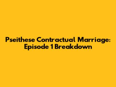 Pseithese Contractual Marriage: Episode 1 Breakdown