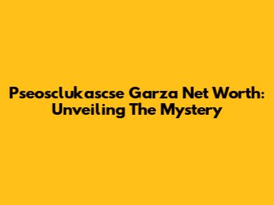 Pseosclukascse Garza Net Worth: Unveiling The Mystery