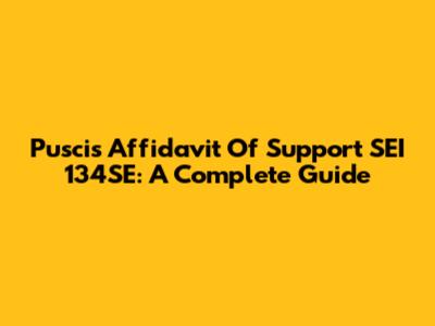 Puscis Affidavit Of Support SEI 134SE: A Complete Guide