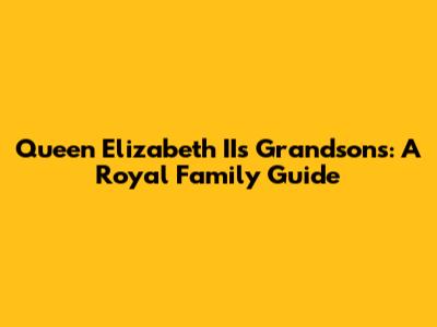 Queen Elizabeth II's Grandsons: A Royal Family Guide