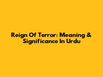 Reign Of Terror: Meaning & Significance In Urdu