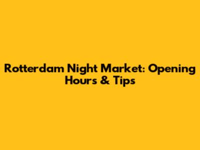 Rotterdam Night Market: Opening Hours & Tips