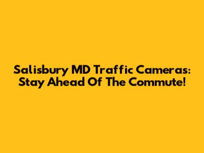 Salisbury MD Traffic Cameras: Stay Ahead Of The Commute!