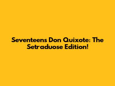 Seventeen's Don Quixote: The Setraduose Edition!