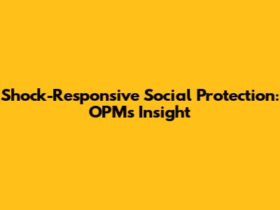 Shock-Responsive Social Protection: OPM's Insight