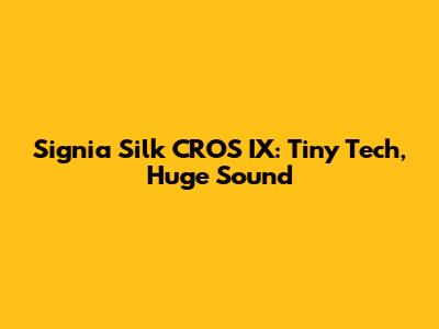 Signia Silk CROS IX: Tiny Tech, Huge Sound