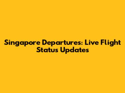 Singapore Departures: Live Flight Status Updates