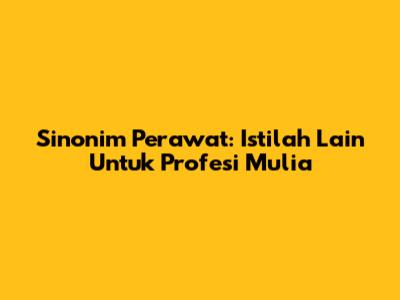 Sinonim Perawat: Istilah Lain Untuk Profesi Mulia