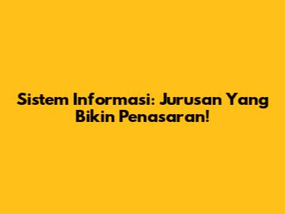 Sistem Informasi: Jurusan Yang Bikin Penasaran!