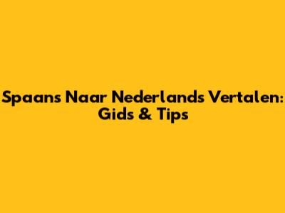Spaans Naar Nederlands Vertalen: Gids & Tips