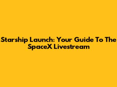 Starship Launch: Your Guide To The SpaceX Livestream