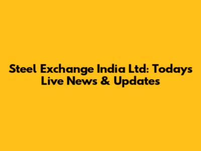 Steel Exchange India Ltd: Today's Live News & Updates