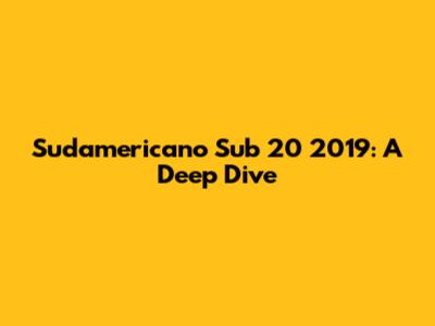 Sudamericano Sub 20 2019: A Deep Dive
