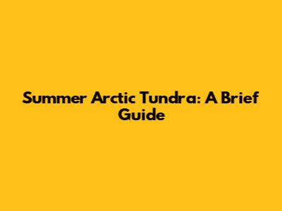 Summer Arctic Tundra: A Brief Guide