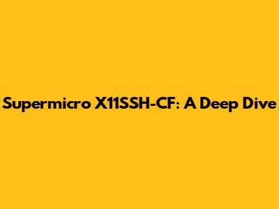 Supermicro X11SSH-CF: A Deep Dive