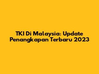 TKI Di Malaysia: Update Penangkapan Terbaru 2023