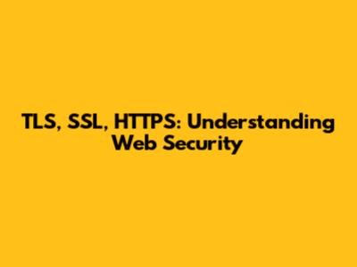 TLS, SSL, HTTPS: Understanding Web Security