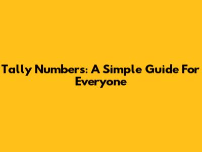 Tally Numbers: A Simple Guide For Everyone