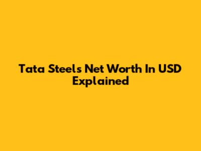 Tata Steel's Net Worth In USD Explained