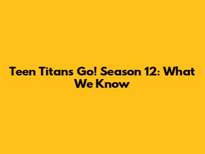 Teen Titans Go! Season 12: What We Know
