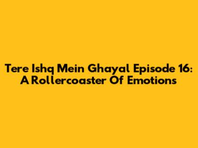 Tere Ishq Mein Ghayal Episode 16: A Rollercoaster Of Emotions