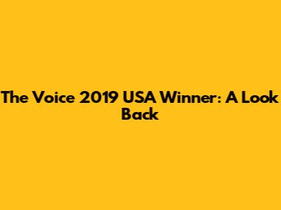 The Voice 2019 USA Winner: A Look Back