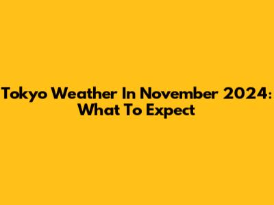 Tokyo Weather In November 2024: What To Expect
