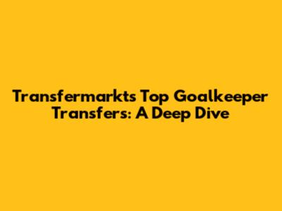 Transfermarkt's Top Goalkeeper Transfers: A Deep Dive