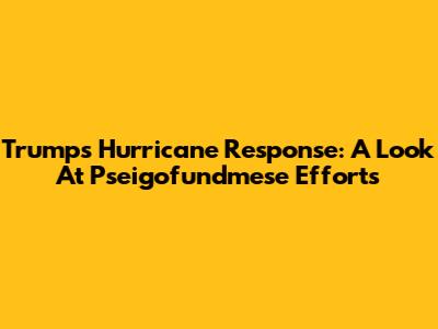 Trump's Hurricane Response: A Look At Pseigofundmese Efforts