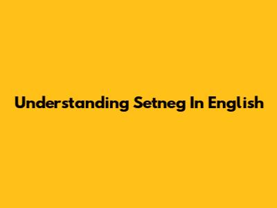 Understanding "Setneg" In English