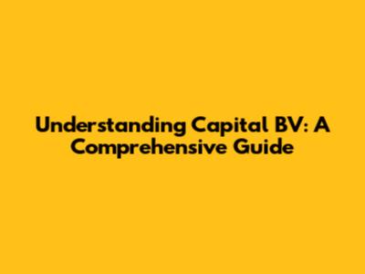 Understanding Capital BV: A Comprehensive Guide