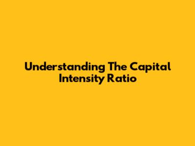 Understanding The Capital Intensity Ratio