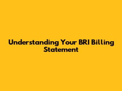 Understanding Your BRI Billing Statement