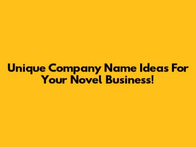 Unique Company Name Ideas For Your Novel Business!