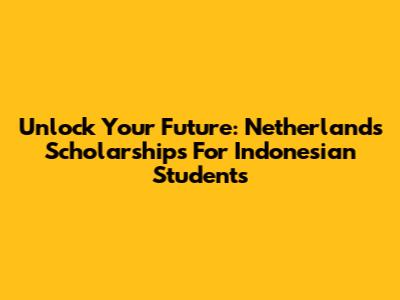 Unlock Your Future: Netherlands Scholarships For Indonesian Students