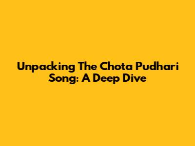 Unpacking The Chota Pudhari Song: A Deep Dive