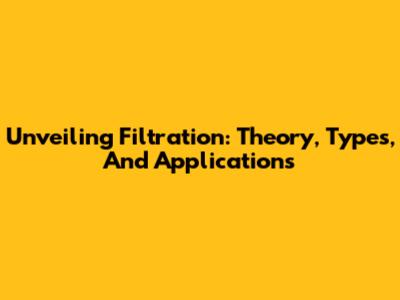 Unveiling Filtration: Theory, Types, And Applications