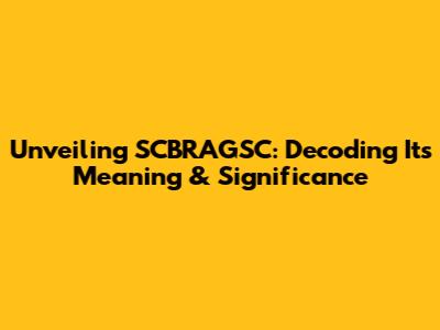 Unveiling SCBRAGSC: Decoding Its Meaning & Significance