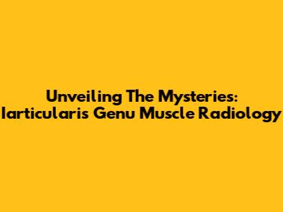 Unveiling The Mysteries: Iarticularis Genu Muscle Radiology