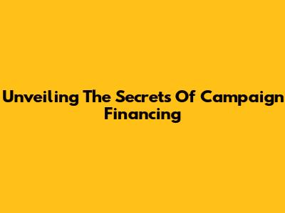 Unveiling The Secrets Of Campaign Financing