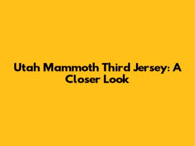 Utah Mammoth Third Jersey: A Closer Look